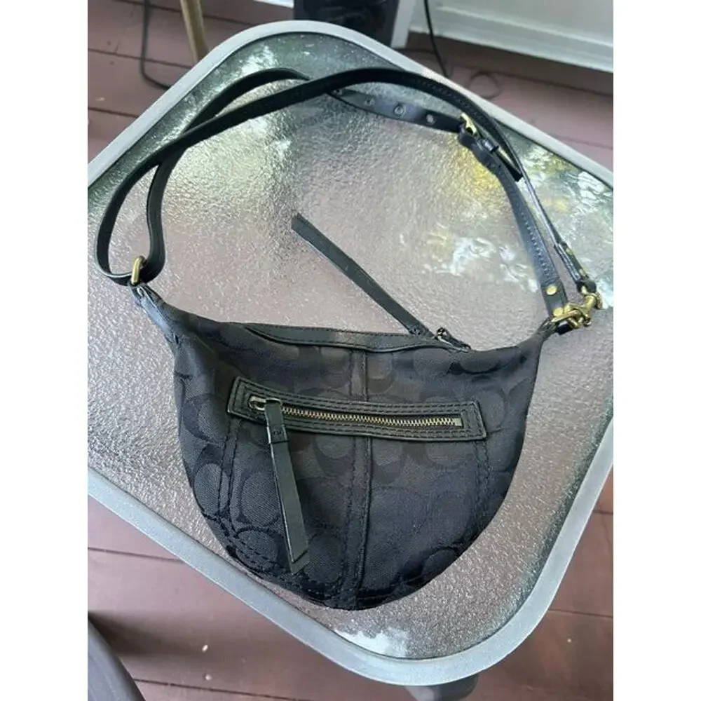 Coach Y2K Signature C Black Mini Crossbody Bag EUC